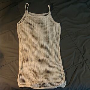 White Mesh Knit Tank Top